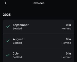 Tibber September 2025 visar 0SEK